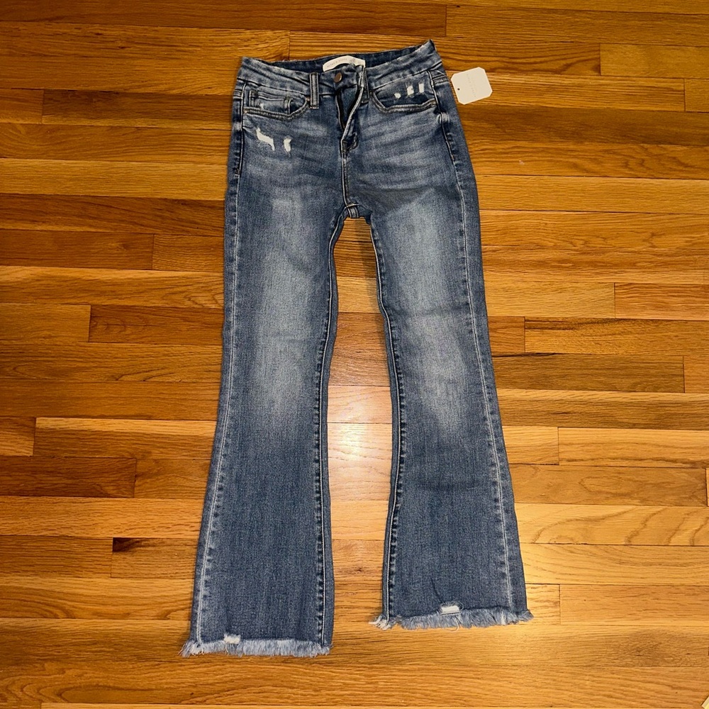 Altar'd State Distressed Blue Flare Jeans